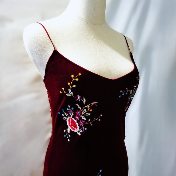 Rare 1990's Vintage Betsey Johnson Embroidered Velvet Evening Dress - Size 6 - Picture 7 of 11